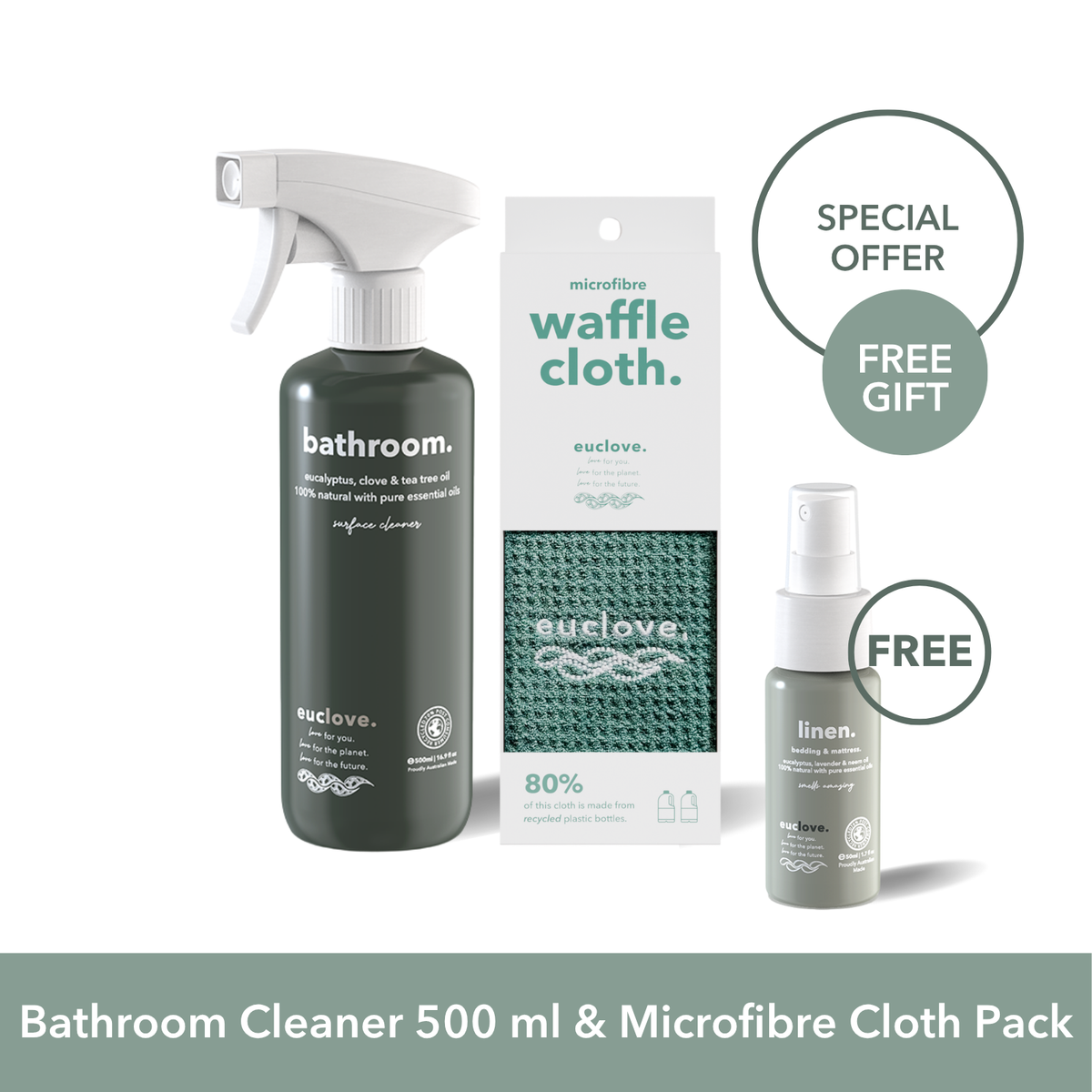 Bathroom Cleaner 500 ml & Microfibre Cloth Pack